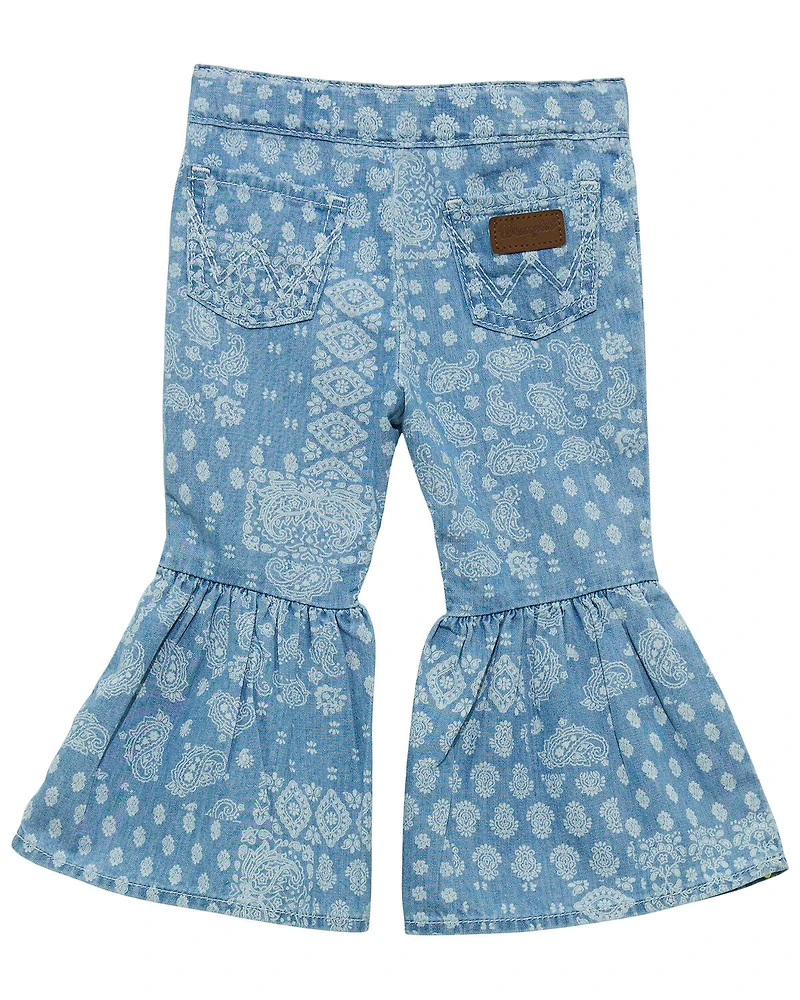 Wrangler Infant Girls' Light Wash Bandana Print Flare Denim Jeans