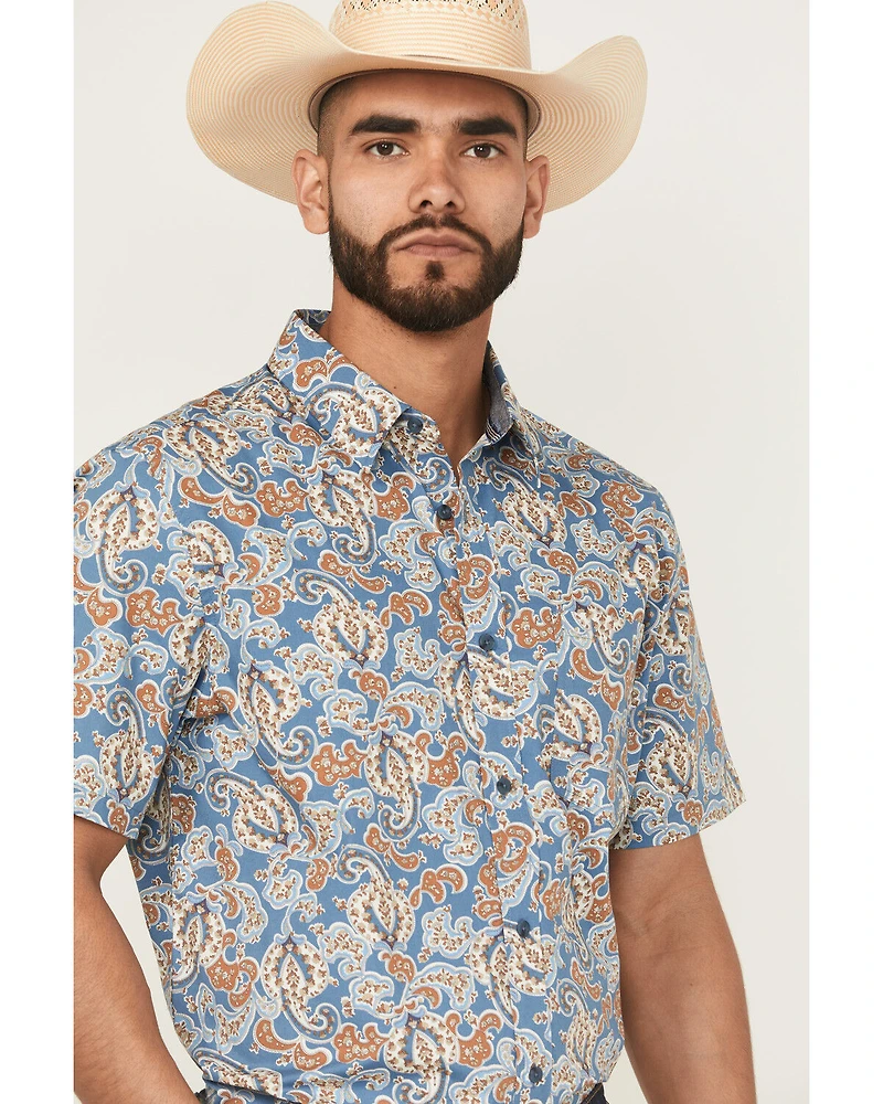 Cody James Men's Boise Paisley Print Short Sleeve Button-Down Stretch Western Shirt