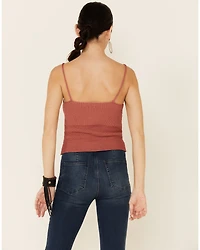Mystree Women's Sweater-Knit Lace-Up Cami
