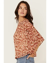 Shyanne Women's Floral Print Off The Shoulder Long Sleeve Blouse