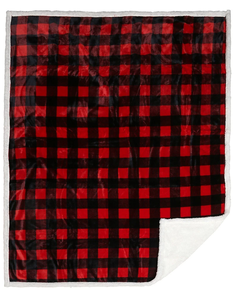 Carstens Home Lumberjack Plaid Sherpa Throw Blanket