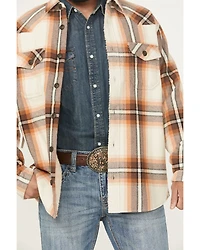 Cody James Men's Grant Plaid Print Long Sleeve Sherpa Lined Button-Down Shirt Jacket