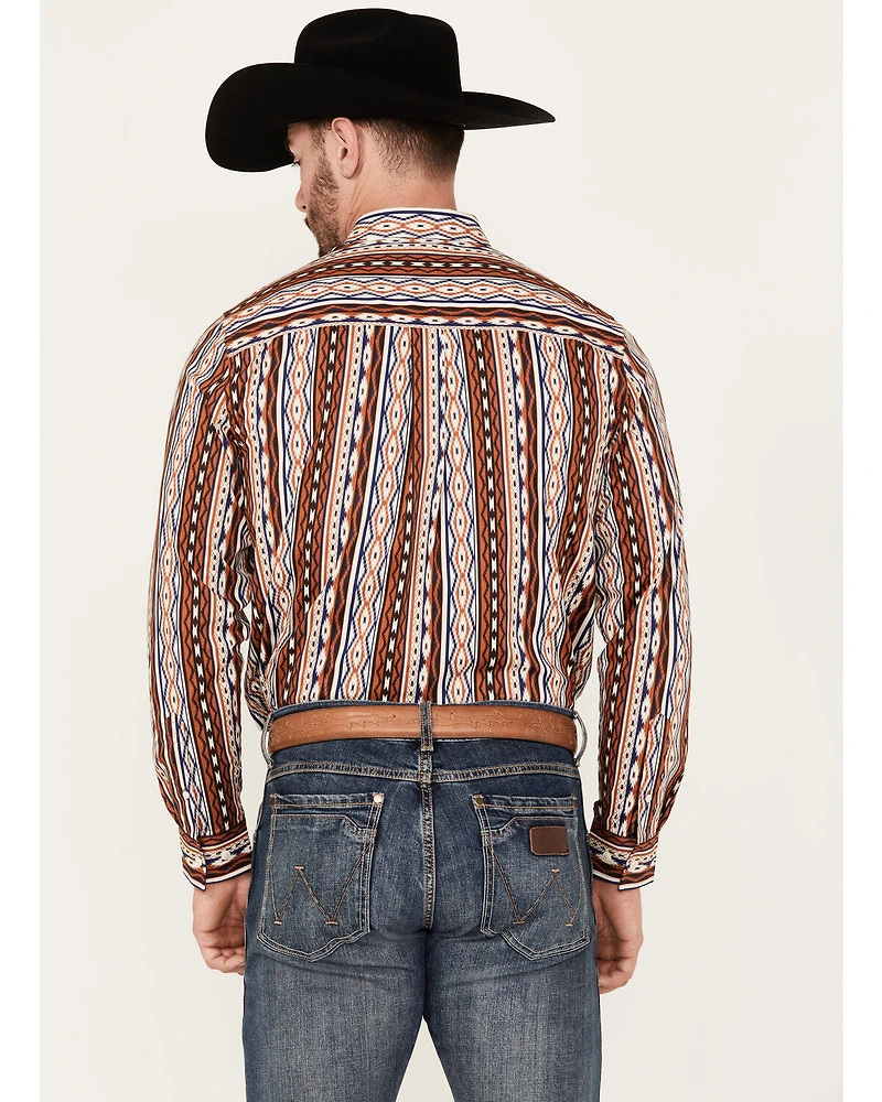 RANK 45® Men's Big Sky Southwestern Striped Print Long Sleeve Button-Down Stretch Western Shirt