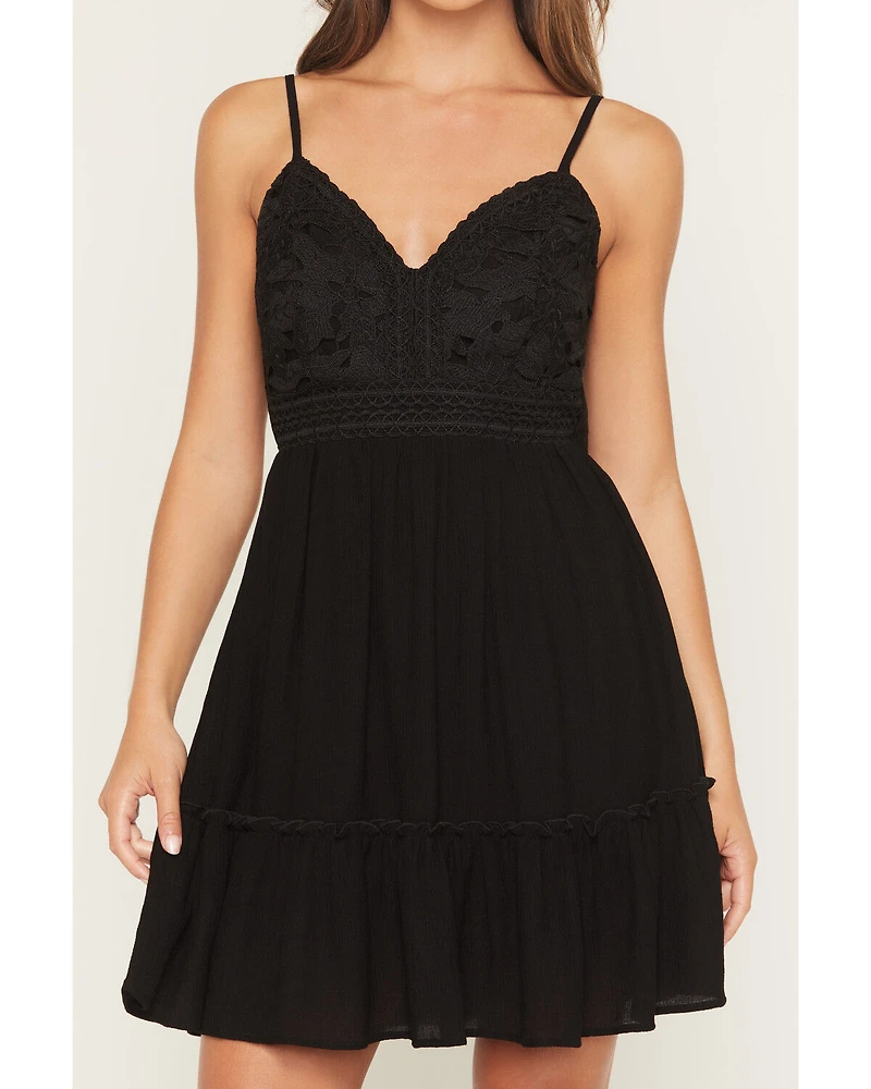 Shyanne Women's Lace Sleeveless Tie-Back Mini Dress