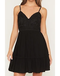 Shyanne Women's Lace Sleeveless Tie-Back Mini Dress