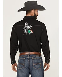 Cowboy Hardware Men's Boot Barn Exclusive Mexico Flag And Bull Long Sleeve Snap Stretch Western Shirt