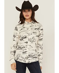 Wrangler x Lainey Wilson Women's Landscape Print Long Sleeve Snap Western Shirt