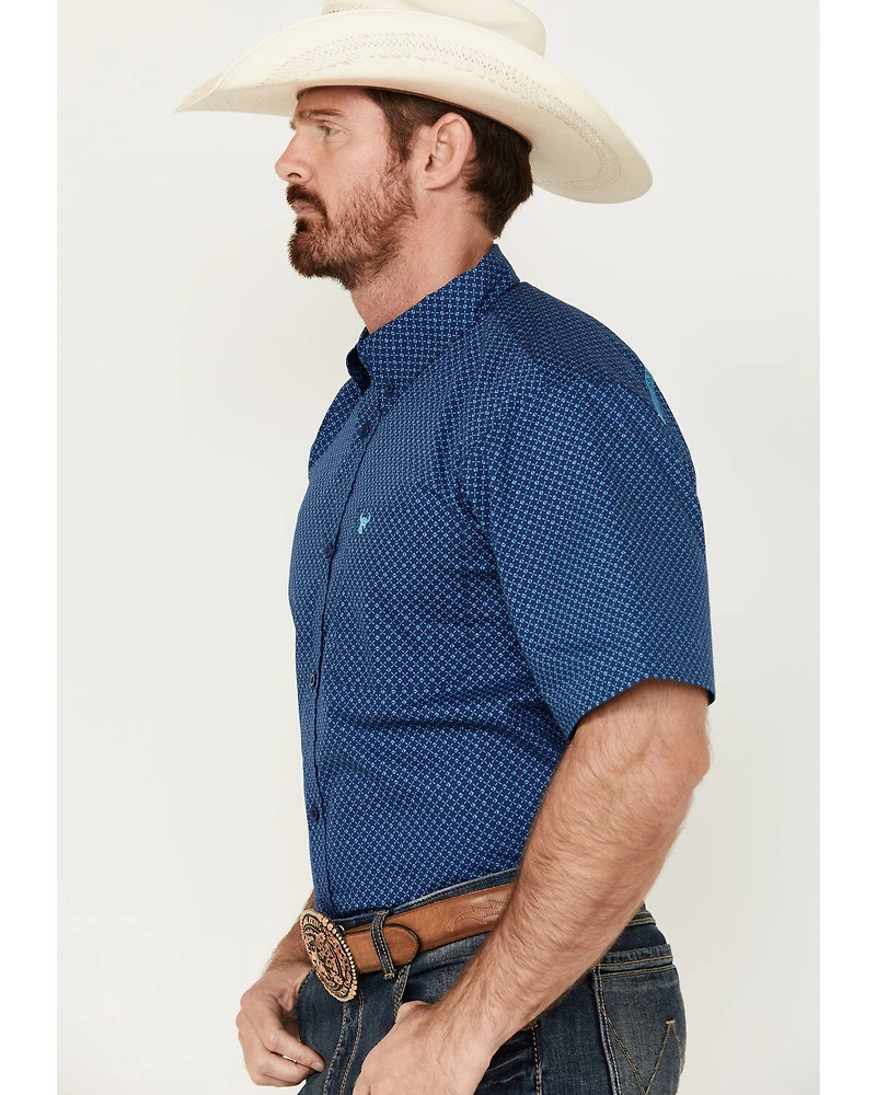 Cowboy Hardware Men's Boot Barn Exclusive Diamond Quilt Geo Print Short Sleeve Button-Down Western Shirt