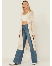 Shyanne Women's Open Weave Chenille Duster Cardigan