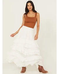 Blue B Women's Tiered Ruffle Midi Skirt