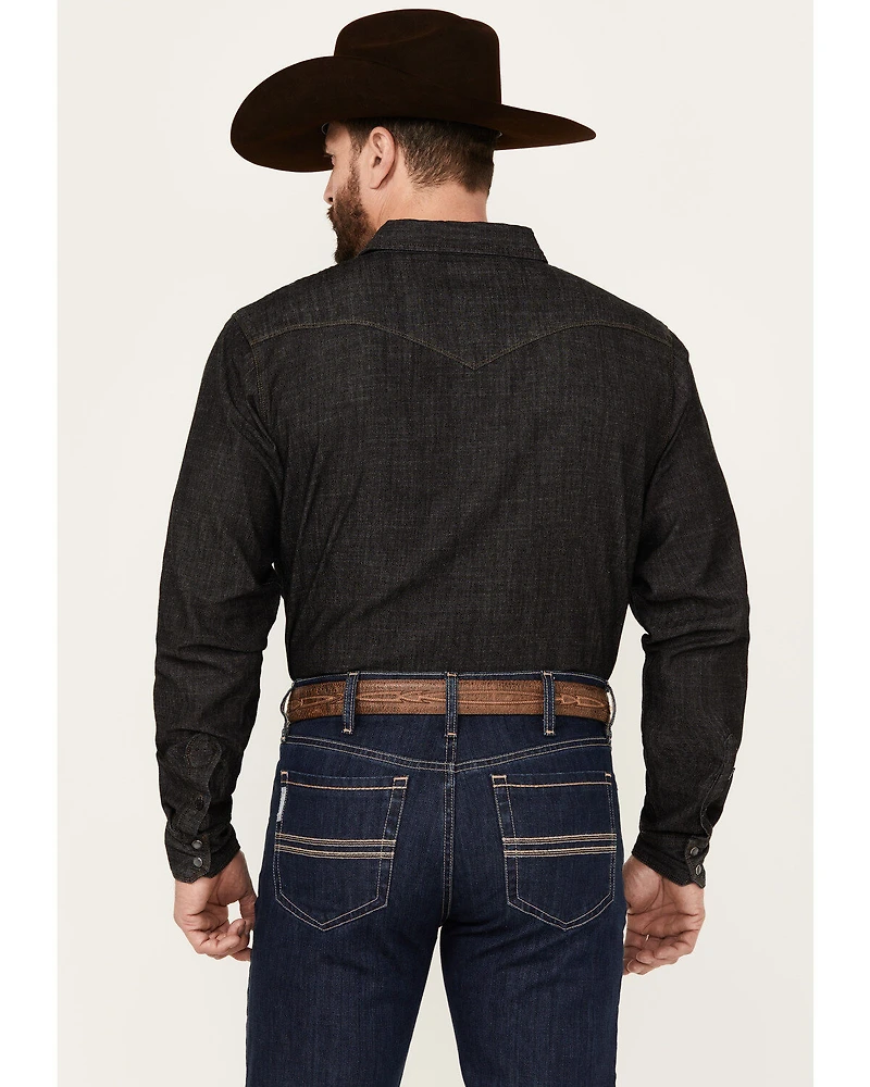 Kimes Ranch Men's Grimes Wash Denim Long Sleeve Pearl Snap Western Shirt