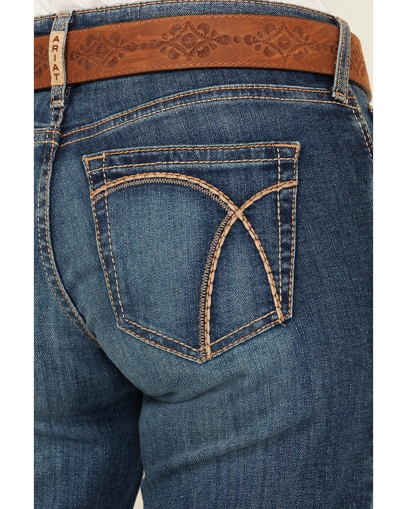 Ariat Women's Hasley Dark Wash Mid Rise Slim Trouser Denim Jeans