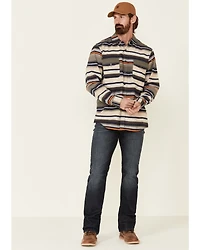 North River Men's Oatmeal Lake Striped Long Sleeve Western Flannel Shirt
