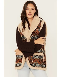 Cotton & Rye Women's Southwestern Print Sherpa Lined Vest
