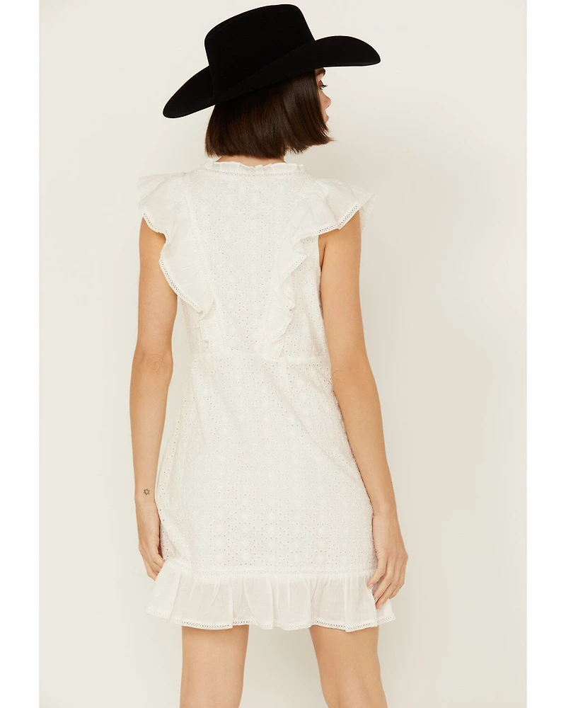 Shyanne Women's Ruffle Trim Eyelet Mini Dress