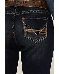 Rock & Roll Denim Women's Dark Wash Mid Rise Embroidered Riding Stretch Jeans