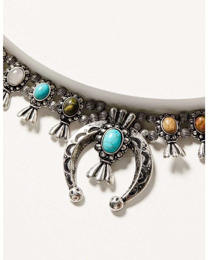 Shyanne Women's Bisbee Falls Silver Squash Blossom Necklace