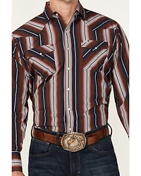 Ely Walker Men's Striped Long Sleeve Pearl Snap Western Shirt