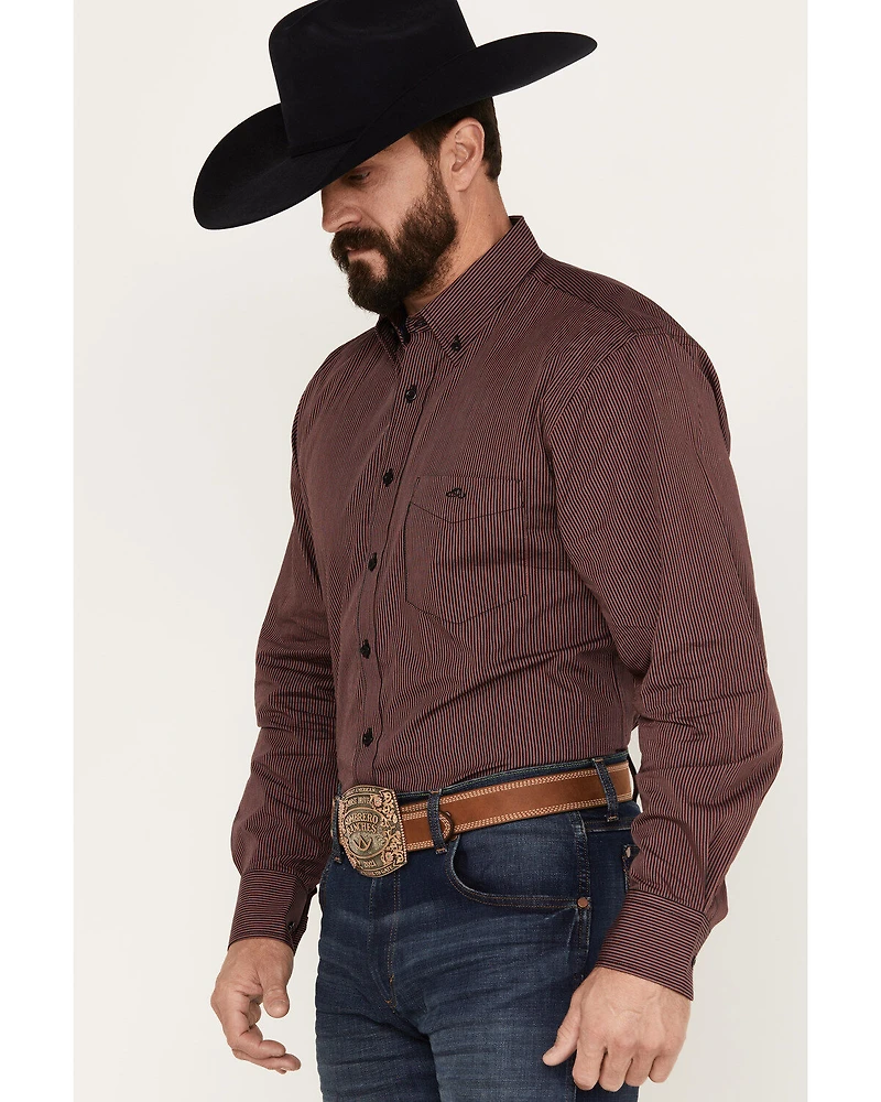 Resistol Men's Rocco Striped Print Long Sleeve Button Down Western Shirt