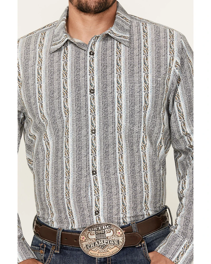 Gibson Trading Co Men's Rough Road Striped Print Long Sleeve Button-Down Western Shirt