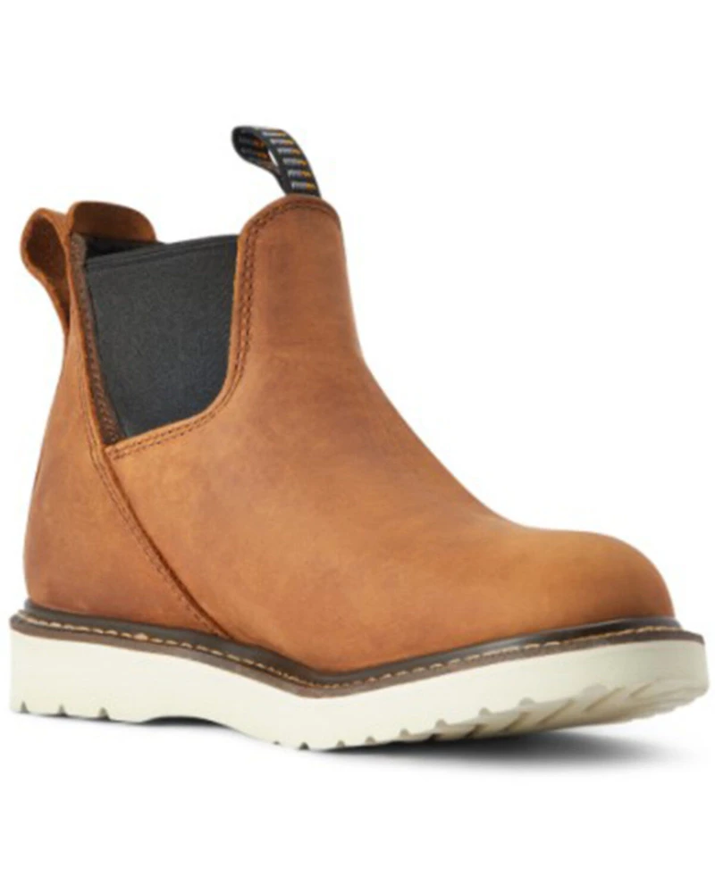 Ariat Women's Rebar Wedge Chelsea H20 Pull On Soft Work Boots - Round Toe
