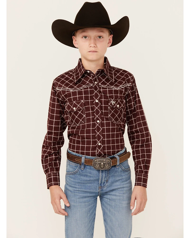 Cowboy Hardware Boys' Barbed Wire Long Sleeve Snap Western Shirt