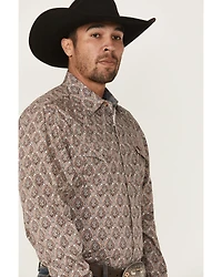 Rodeo Clothing Men's Paisley Print Long Sleeve Snap Western Shirt