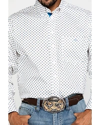 Resistol Men's White Stuart Geo Print Long Sleeve Western Shirt