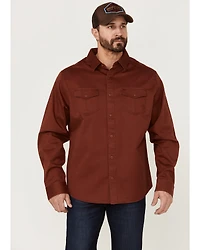 Brothers and Sons Men's Weathered Twill Solid Long Sleeve Button-Down Western Shirt