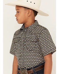 Cody James Boys' Dotted Print Short Sleeve Snap Western Shirt
