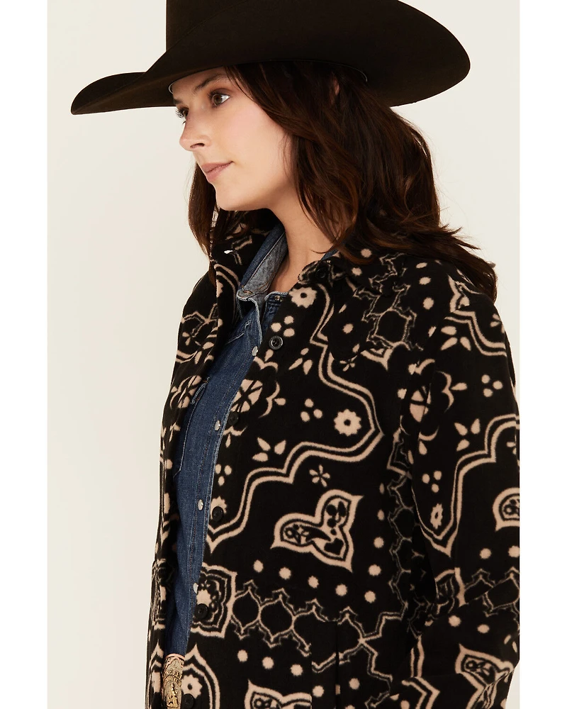 Outback Trading Co Women's Bandana Print Fleece Button-Down Western Shirt
