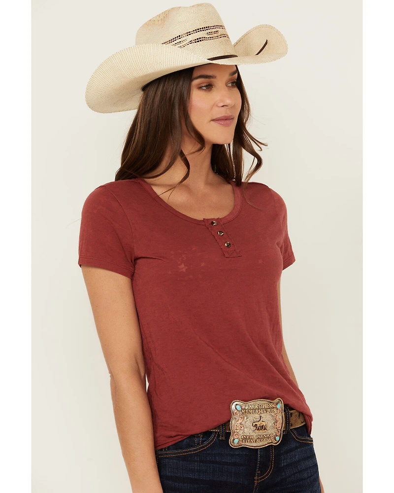 Shyanne Women's Lovell Star Burnout Henley Tee
