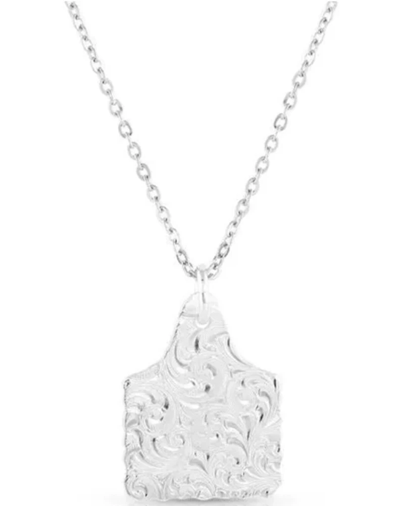 Montana Silversmiths Women's Chiseled Cow Tag Turquoise Necklace