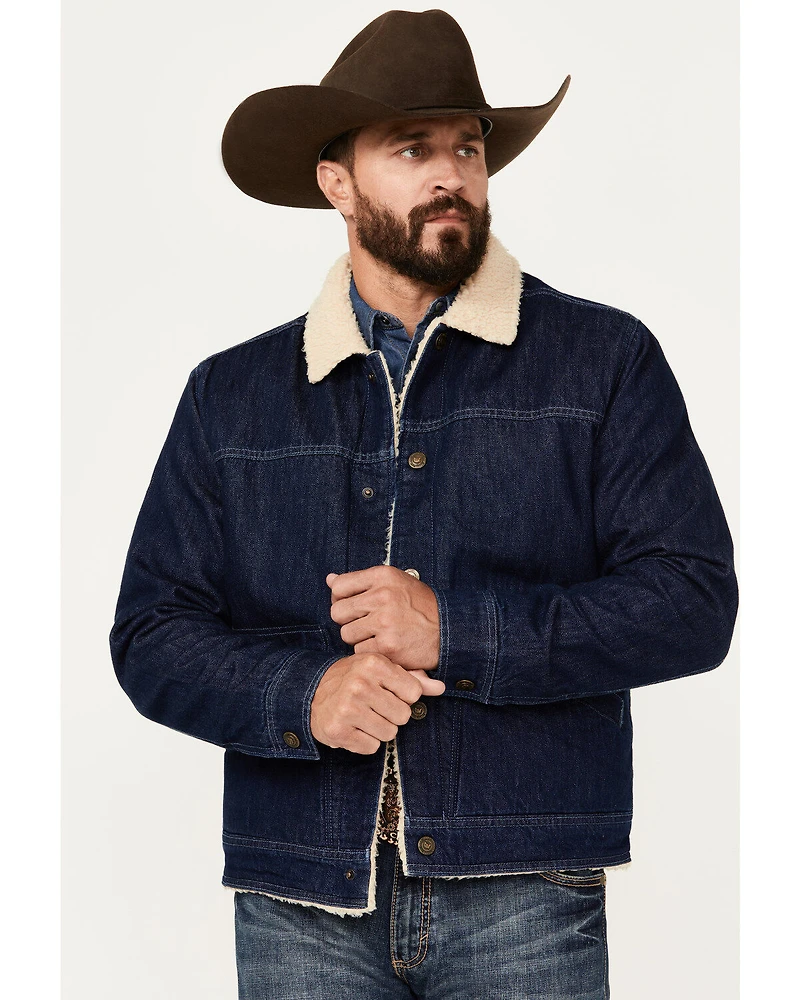 Cody James Men's Sherpa Lined Denim Bomber Jacket