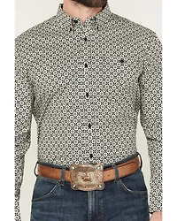 RANK 45® Men's Rockies Ridge Geo Print Long Sleeve Button-Down Stretch Western Shirt