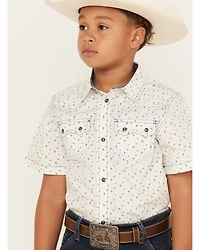 Cody James Boys' Bull Cactus Short Sleeve Snap Western Shirt