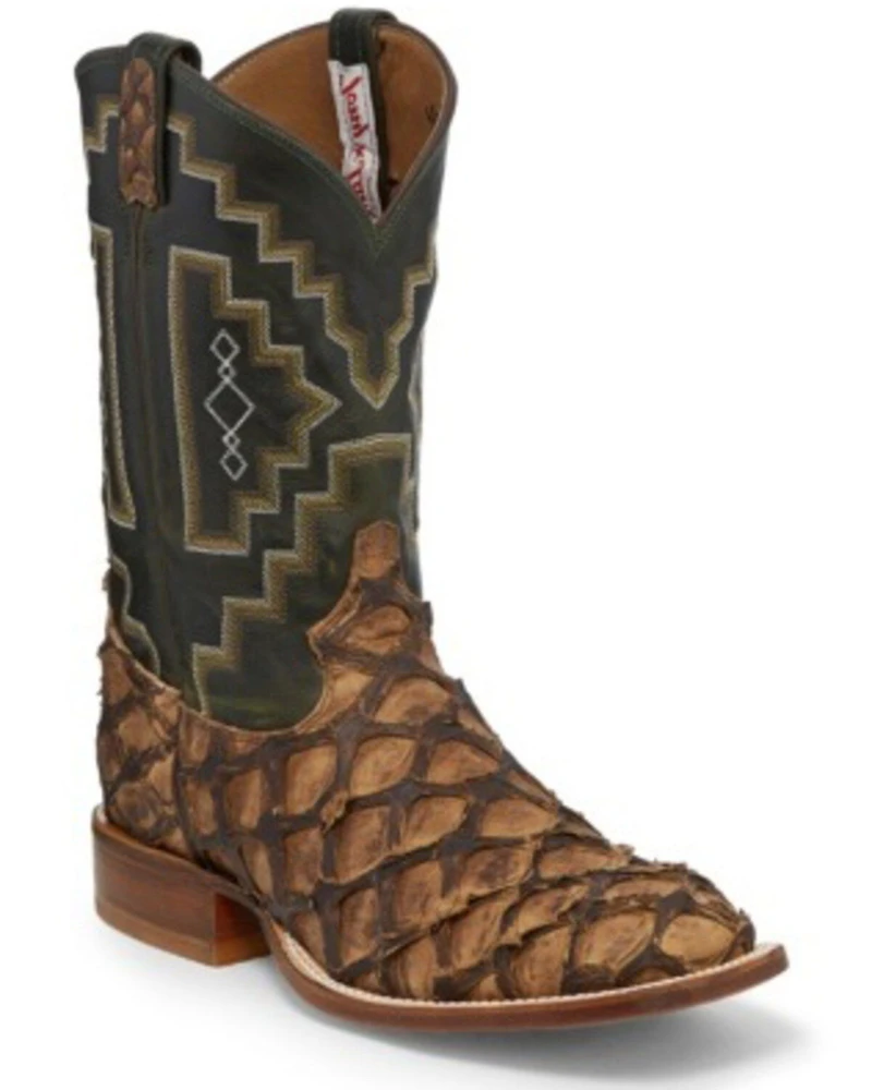 Tony Lama Men's Leviathan Exotic Pirarucu Western Boots - Square Toe