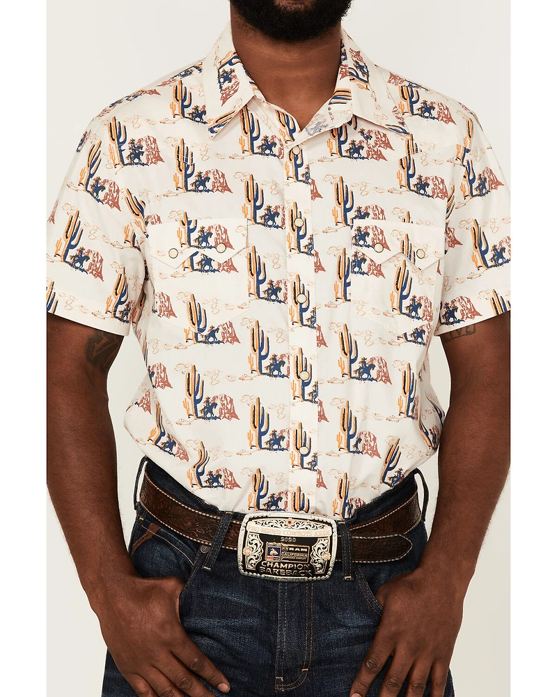 Rock & Roll Denim Men's Desert Conversational Print Short Sleeve Snap Western Shirt