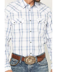 Moonshine Spirit Men's All Day Long Dobby Plaid Print Sleeve Snap Western Shirt