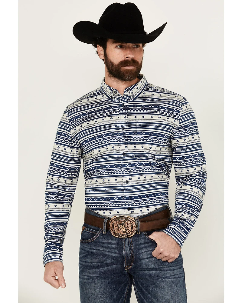Cody James Men's Falcon Southwestern Striped Print Long Sleeve Button-Down Stretch Western Shirt