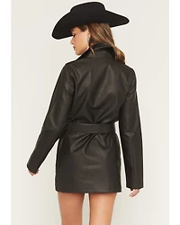 Show Me You Mumu Women's Faux Leather Belted Stapleton Long Sleeve Moto Mini Dress