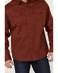 Brothers and Sons Men's Weathered Twill Solid Long Sleeve Button-Down Western Shirt
