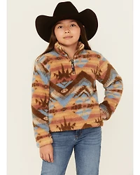 Roper Girls' Southwestern Print 1/4 Zip-Up Fleece Pullover