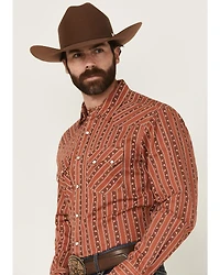Cinch Men's Floral Striped Print Long Sleeve Snap Western Shirt
