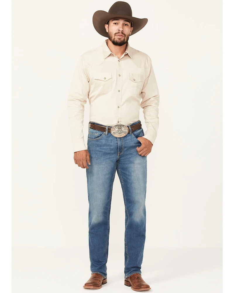 DEVIL-DOG Dungarees Men's Powells Medium Wash Slim Straight Stretch Jeans