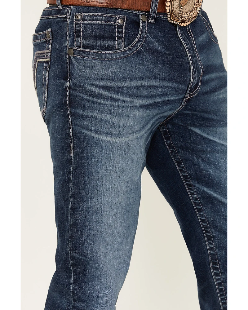 Rock 47 by Wrangler Men's Deverow Dark Wash Slim Bootcut Stretch Denim Jeans