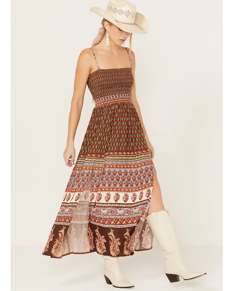 Shyanne Women's Border Print Smocked Maxi Dress