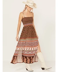 Shyanne Women's Border Print Smocked Maxi Dress