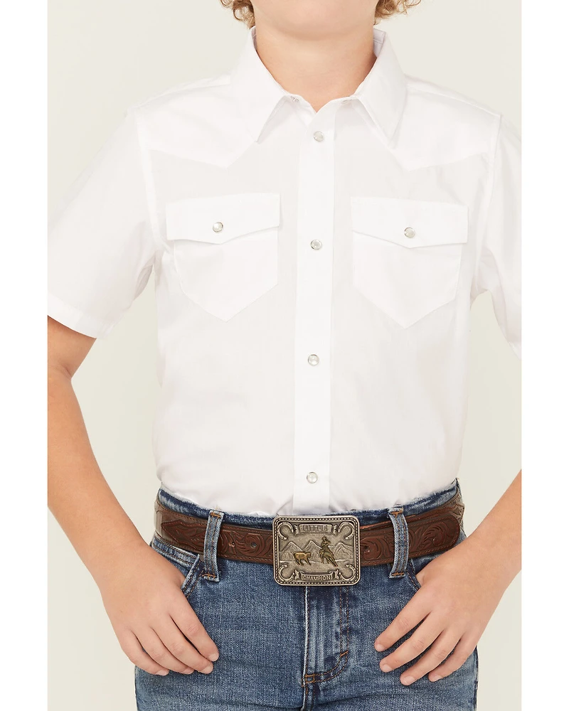 Gibson Trading Co Boys' Solid Short Sleeve Pearl Snap Western Shirt