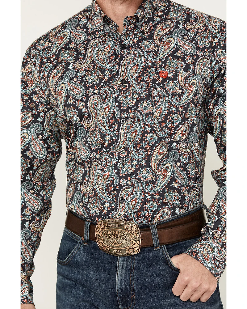 Cinch Men's Exploded Paisley Print Long Sleeve Button-Down Western Shirt